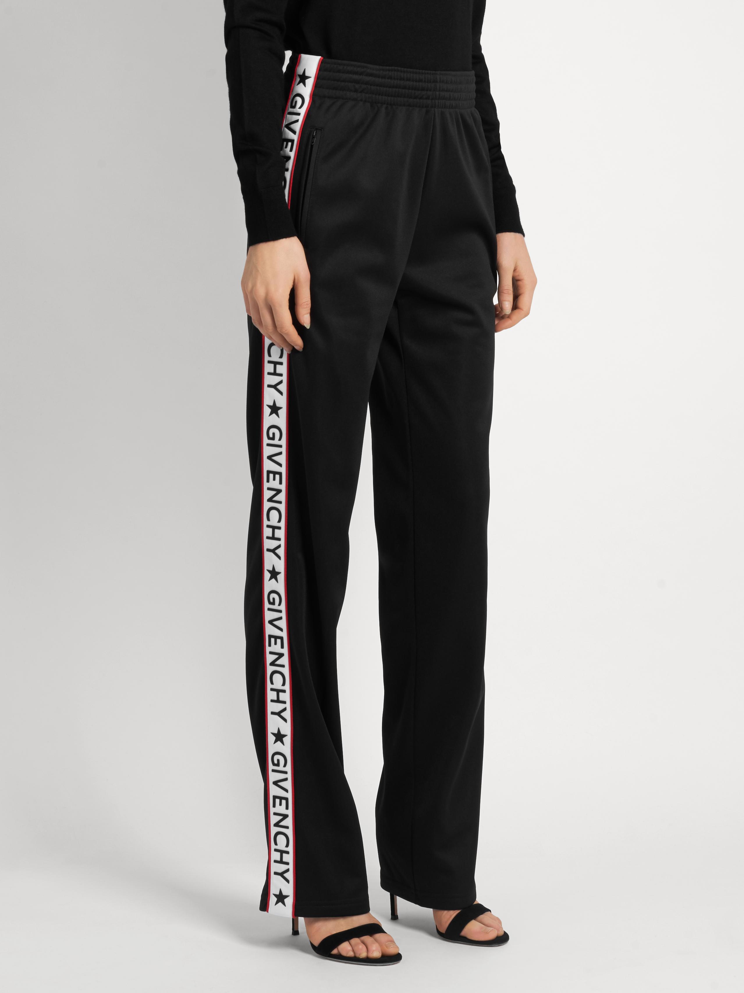 Givenchy Synthetic Logo-striped Jersey Trousers in Black | Lyst